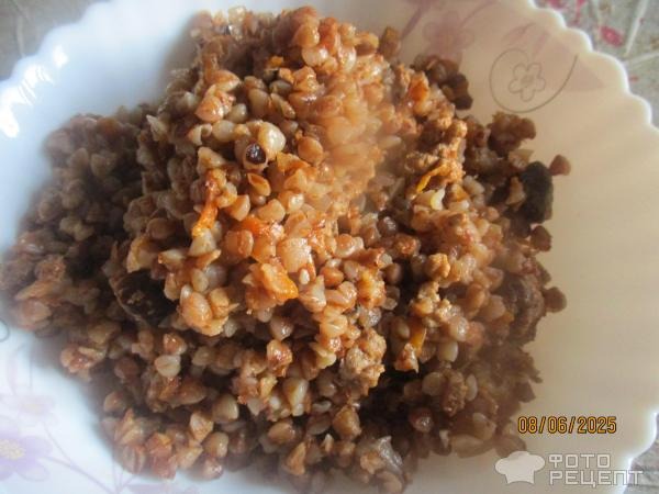 Рецепт: Гречка по-купечески - с грибами и фаршем