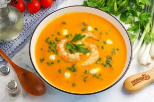 Тыквенный суп с креветками