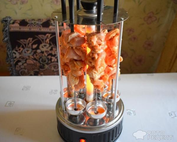 Рецепт: Шашлык в электрошашлычнице - из куриных окорочков в виноградном уксусе