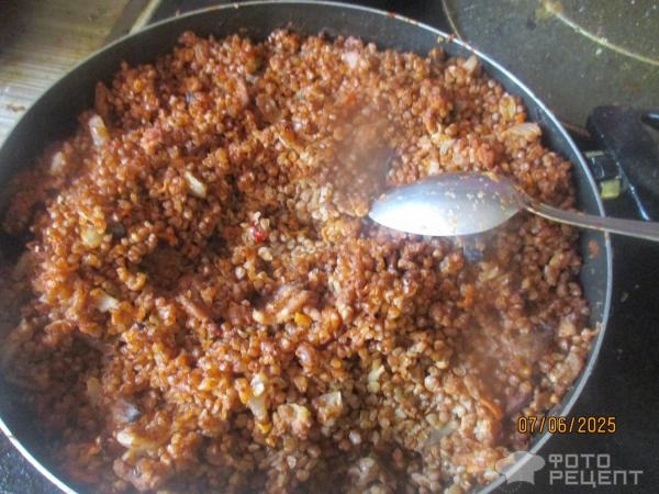 Рецепт: Гречка по-купечески - с грибами и фаршем