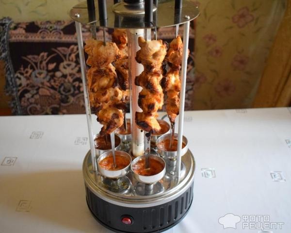 Рецепт: Шашлык в электрошашлычнице - из куриных окорочков в виноградном уксусе