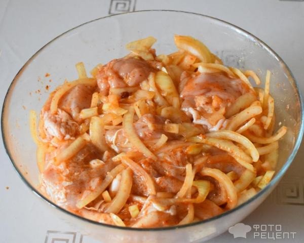Рецепт: Шашлык в электрошашлычнице - из куриных окорочков в виноградном уксусе