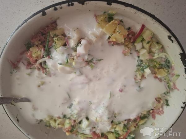 Рецепт: Окрошка с колбасой - Готовлю с любовью.