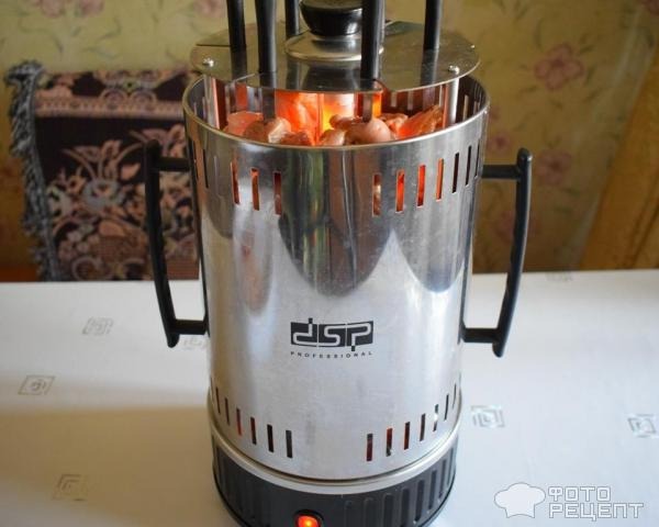 Рецепт: Шашлык в электрошашлычнице - из куриных окорочков в виноградном уксусе