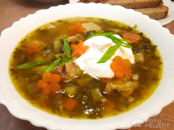 Рецепт: Суп куриный с овощами и зеленью - с ревенем и шпинатом