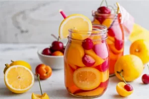 Компот из абрикосов, вишни и лимона на зиму