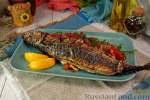 Запечённая скумбрия по-гречески