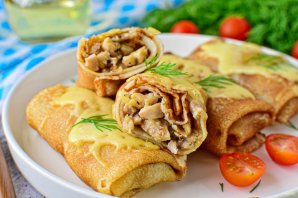 Блинчики с курицей и сыром