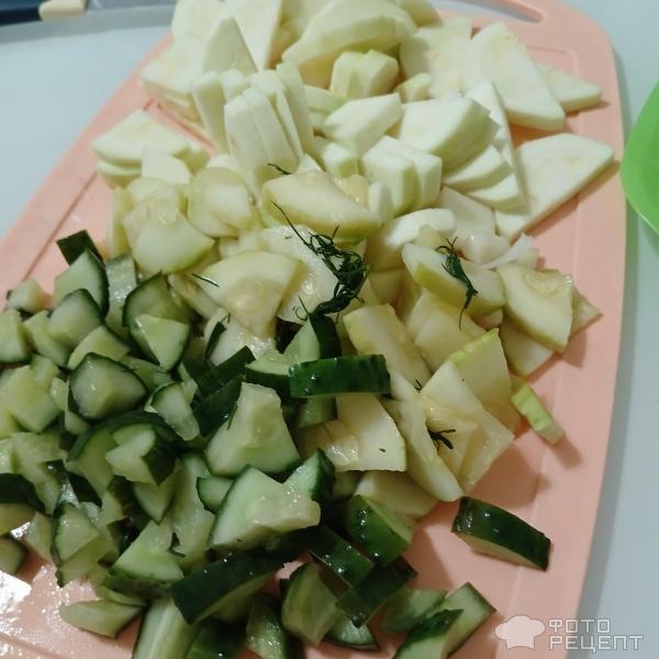 Рецепт: Паста алла Нерано - Спагетти с жареными кабачками, огурцами и чесноком. Лёгкое и ароматное летнее блюдо.
