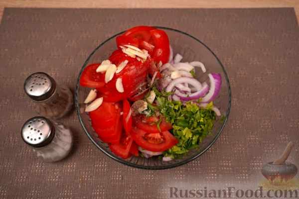 Запечённая скумбрия по-гречески