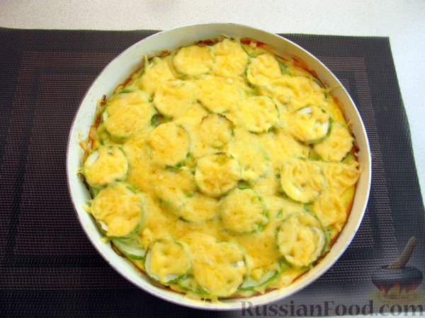 Запечённые кабачки в яично-молочной заливке, с сыром